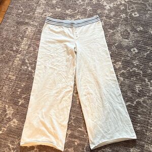 Edikted White Kids Sweatpants with Gray Stripes